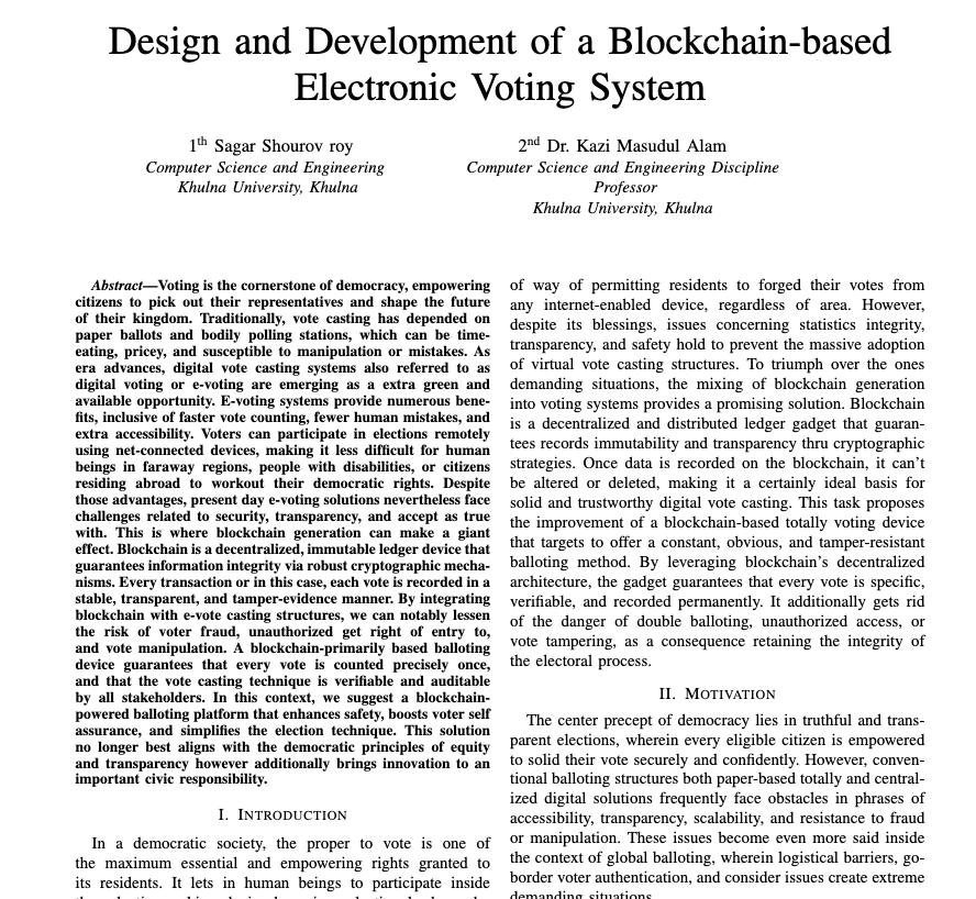 Design and Development of a Blockchain-basedElectronic Voting System